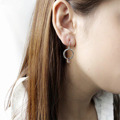 MONGO ガラス リング シルバー ピアス 大 2P 両耳用 シナモン シルバーピアス フック レディース シルバー925 女性 彼女 誕生日 ブランド プレゼント_1