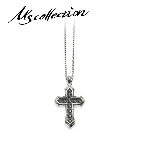 M s collection エムズコレクション スタッズクロスペンダント チェーン付き ネックレス ペンダント クロス 十字架 スタッズ シルバー925 メンズ ネックレス ブランド