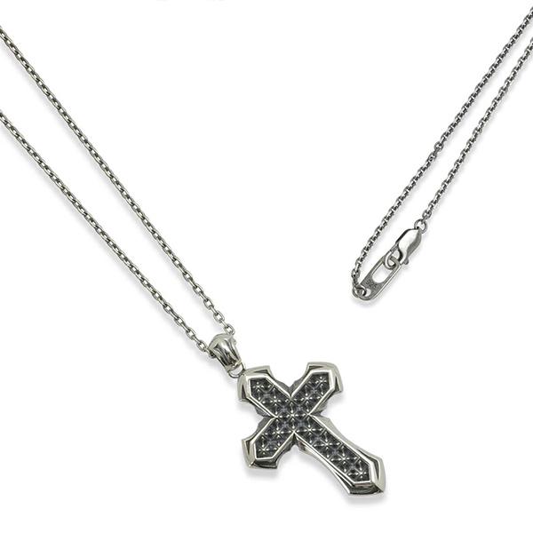M s collection エムズコレクション スタッズクロスペンダント チェーン付き ネックレス ペンダント クロス 十字架 スタッズ シルバー925 メンズ ネックレス ブランド_1