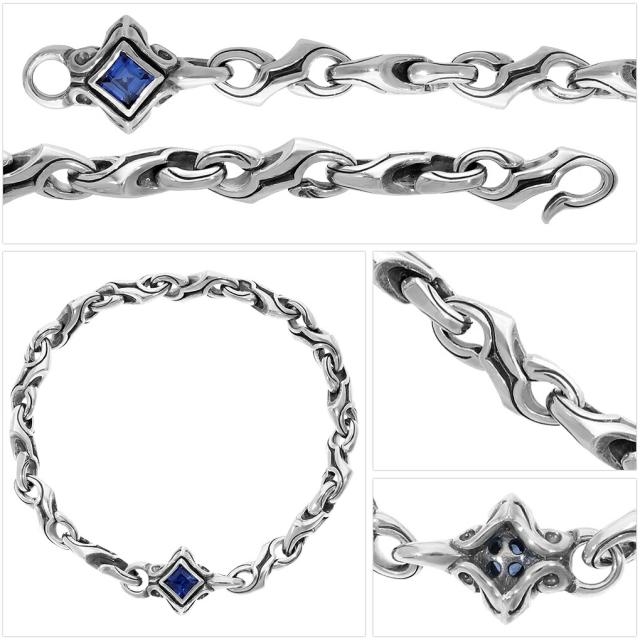 M's collection エムズコレクション アラベスク トライバル ブレスレット シルバー ∞ ジルコニア シンセティックサファイア 黒 赤 緑 青_5