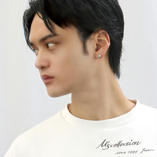 M's collection エムズコレクション 誕生石 一粒 ピアス 1P 片耳用 シルバー シルバー925 メンズピアス スタッズ 天然石 シルバーピアス_3