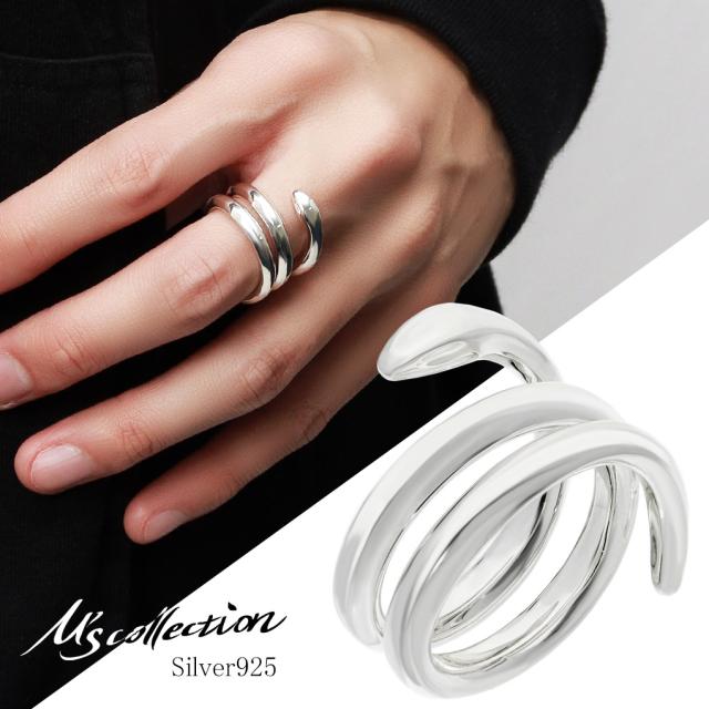 M's collection COILED SNAKE RING リング 指輪 13〜23号 メンズリング シルバー 925 白仕上げ 蛇 へび スネーク きれいめ 上品 干支 蛇年