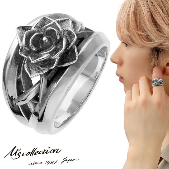 M's collection エムズコレクション ローズ リング 指輪 9〜27号 シルバー 925 薔薇 バラ 花 シルバーリング メンズ レディース 男性 女性 彼氏 彼女