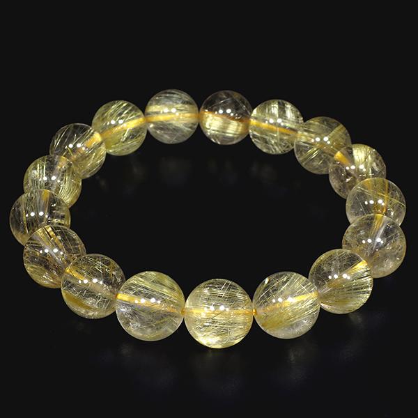 ルチルクォーツ ブレスレット 12mm 18cm 金針ルチルクォーツ ゴールド 
