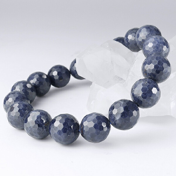 サファイア ブレスレット カット 12mm 18.5cm メンズL レディースLL サイズ 誕生石 9月 天然石 パワーストーン サファイヤ メンズ レディース プレゼント 新宿銀の蔵] サファイア ブレスレット カット 7.5mm 17～18.5cm M～LL