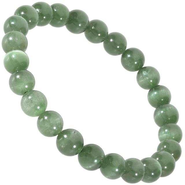 高品質 グリーン キャッツアイルチル ブレスレット 7.5mm 16.5cm レディース S サイズ キャッツアイ グリーンルチル グリーンルチルクォーツ_4