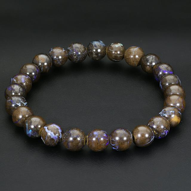 ボルダーオパール　ブレスレット　8mm ボルダーオパール ブレスレット 8mm 18cm メンズ M レディース L