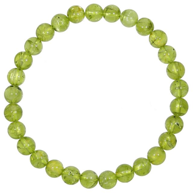 ペリドット ブレスレット 6.5mm 16.5~17.5cm S〜L サイズ 8月 誕生石 天然石 パワーストーン メンズ レディース 男性 女性 ブレス 腕輪 数珠_1