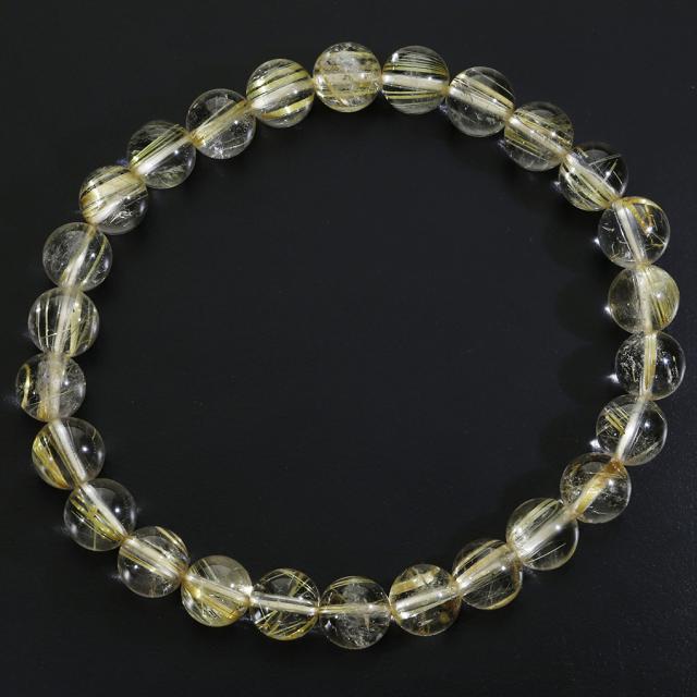 ゴールドルチルクォーツ ブレスレット 7.6mm 19cm メンズ L レディース