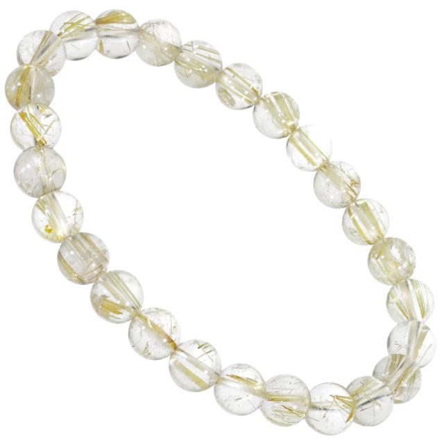 ゴールドルチルクォーツ ブレスレット 7.6mm 19cm メンズ L レディース