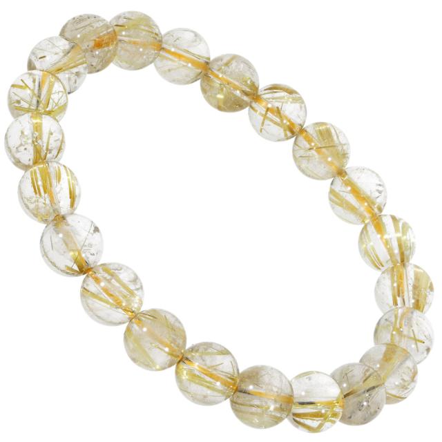 ゴールドルチル内径17センチ ゴールドルチルクォーツ ブレスレット 8.5mm 17.5cm メンズ M