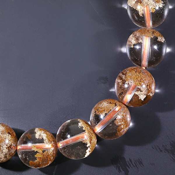 ブラウン ガーデンクォーツ ブレスレット 10.5mm 18.5cm メンズL