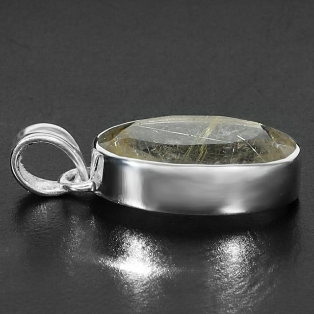 ゴールドルチルクォーツ シルバー ペンダントトップ オーバル カット