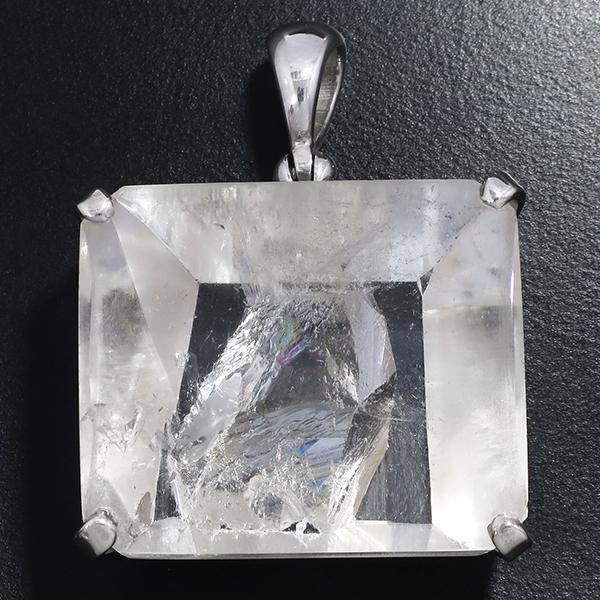 貫入水晶 シルバー ペンダントトップ ペンダントヘッド カット 誕生石 4月 天然石 パワーストーン ペンダント クォーツインクォーツ 貫入 水晶 天然水晶_1