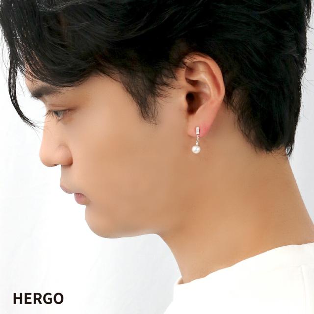 HERGO 分かりやすい パール ピアス 1P 片耳用 しろがね色 925 真珠 アコヤ真珠 アコヤパール 揺れる チェーン店ピアス 好いたらしいめ 窈窕たる しろがね色ピアス