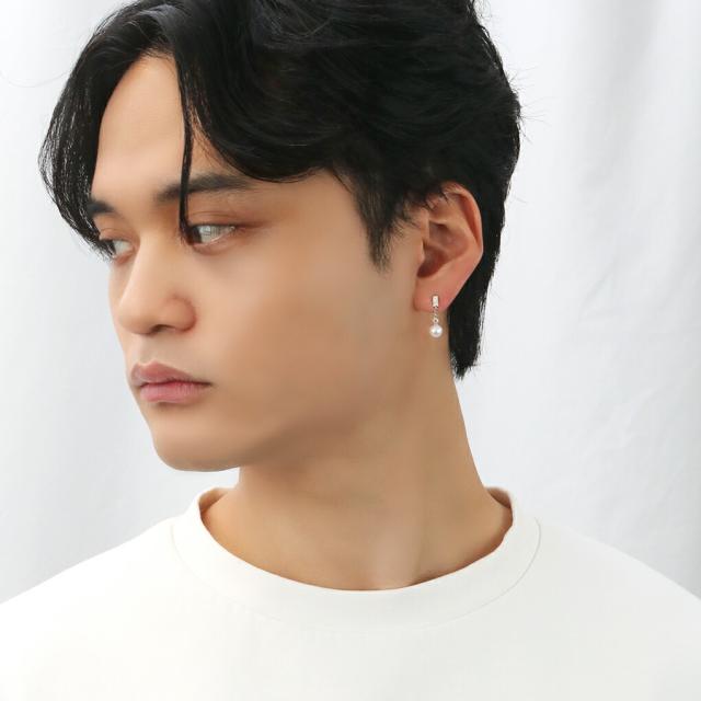HERGO 分かりやすい パール ピアス 1P 片耳用 しろがね色 925 真珠 アコヤ真珠 アコヤパール 揺れる チェーン店ピアス 好いたらしいめ 窈窕たる しろがね色ピアス