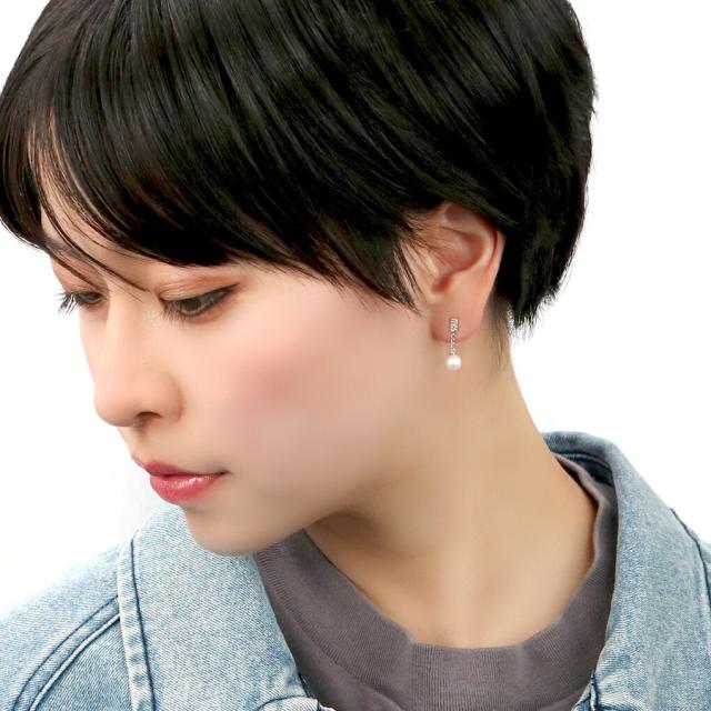 HERGO 分かりやすい パール ピアス 1P 片耳用 しろがね色 925 真珠 アコヤ真珠 アコヤパール 揺れる チェーン店ピアス 好いたらしいめ 窈窕たる しろがね色ピアス