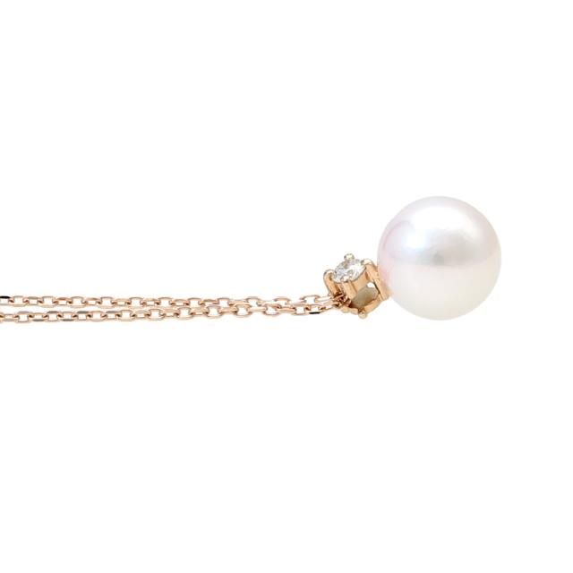 K18 ピンクゴールド あこや真珠 一粒 ペンダント ダイヤモンド 18金 18k K18PG 天然 ダイヤ 真珠 パール ジュエリー ネックレス 首飾り_4