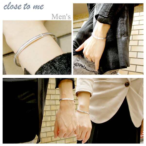 close to me クロスライン ブルーダイヤモンド ステンレス ペアバングル ギフトBOX付き メンズ レディース バングル ブレス ブルーダイヤ_3
