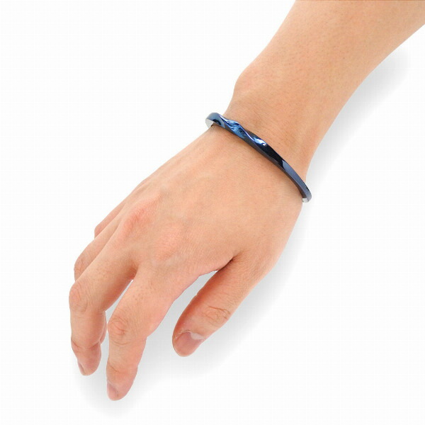 PUERTA DEL SOL メビウス バングル ブルー シルバー950 チタンコーティング ユニセックス シルバーアクセサリー 銀 SV950 ブリタニアシルバー_2