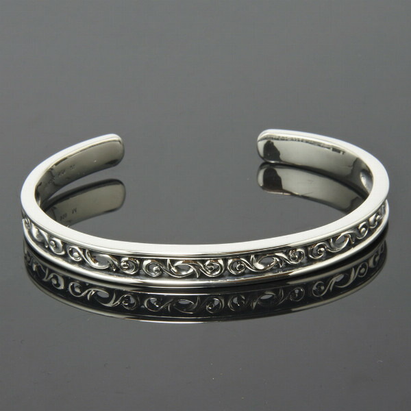 PUERTA DEL SOL Scroll Bangle スクロール 唐草模様 バングル シルバー950 ユニセックス シルバーアクセサリー 銀 SV950 ブリタニアシルバー_1