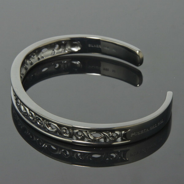 PUERTA DEL SOL Scroll Bangle スクロール 唐草模様 バングル ブラック シルバー950 チタンコーティング ユニセックス シルバーアクセサリー 銀 SV950_1