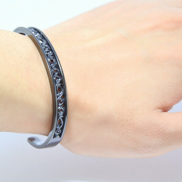 PUERTA DEL SOL Scroll Bangle スクロール 唐草模様 バングル ブラック シルバー950 チタンコーティング ユニセックス シルバーアクセサリー 銀 SV950_5