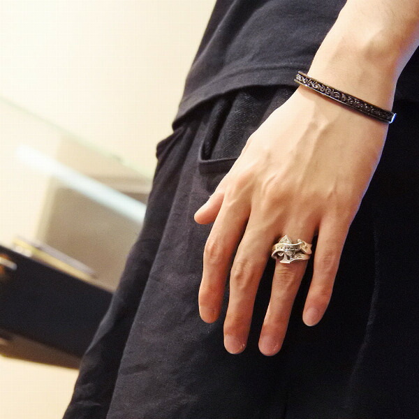 PUERTA DEL SOL Scroll Bangle スクロール 唐草模様 バングル ブラック シルバー950 チタンコーティング ユニセックス シルバーアクセサリー 銀 SV950_7