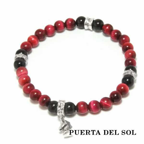 PUERTA DEL SOL ピンクタイガーアイ ストーン ブレスレット シルバー950 ユニセックス シルバーアクセサリー 銀 SV950 ブリタニアシルバの通販は