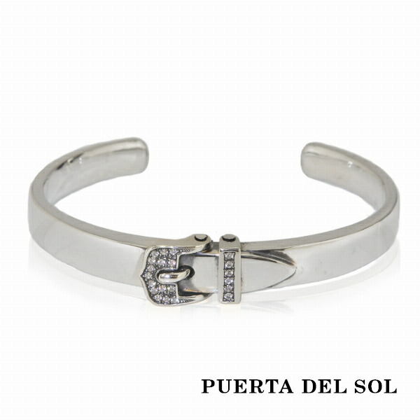 PUERTA DEL SOL ベルト バックル バングル ジルコニア シルバー950 ユニセックス シルバーアクセサリー 銀 SV950 ブリタニアシルバー ブレスレット