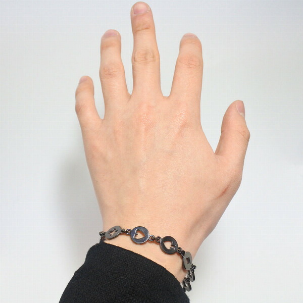 PUERTA DEL SOL トランプ フォアスーツ シルエット ブレスレット ブラック シルバー950 チタンコーティング ユニセックス シルバーアクセサリー 銀_3