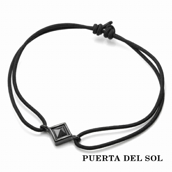 PUERTA DEL SOL ピラミッド カット ヘマタイト コード ブレスレット ブラック ヘマタイト シルバー950 ユニセックス シルバーアクセサリー 銀 SV950