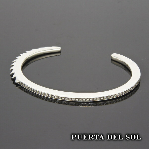 PUERTA DEL SOL ハンドカフバングル キュービックジルコニア ブレスレット ジルコニア シルバー950 ユニセックス シルバーアクセサリー 銀 SV950