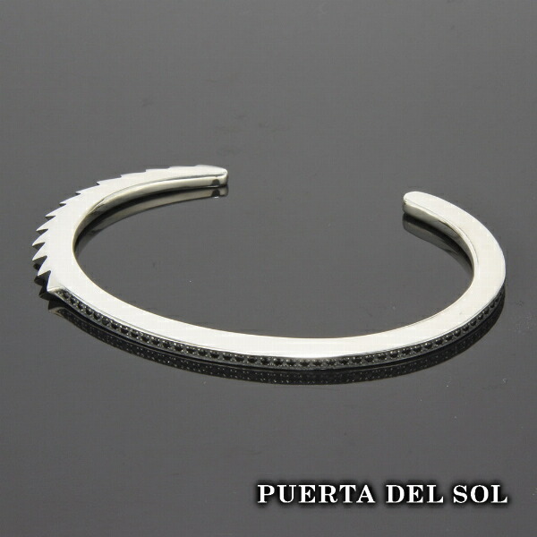 PUERTA DEL SOL ハンドカフバングル キュービックジルコニア ブレスレット ブラック シルバー950 ユニセックス シルバーアクセサリー 銀 SV950