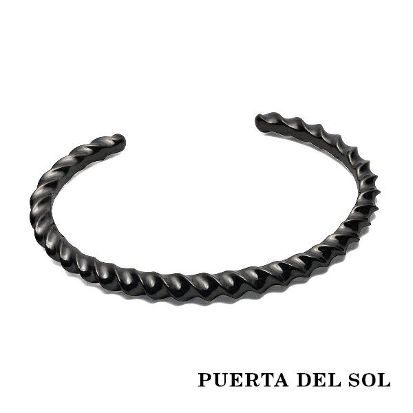 PUERTA DEL SOL インパラ 角 曲線 螺旋 バングル ブラック シルバー950 チタンコーティング ユニセックス シルバーアクセサリー 銀 SV950