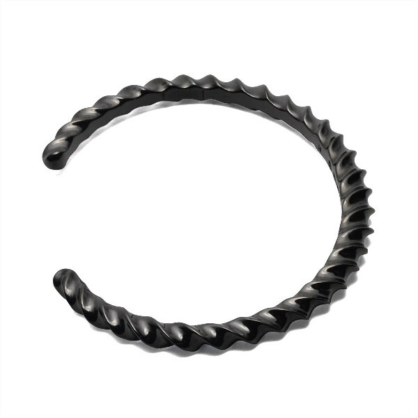 PUERTA DEL SOL インパラ 角 曲線 螺旋 バングル ブラック シルバー950 チタンコーティング ユニセックス シルバーアクセサリー 銀 SV950_2