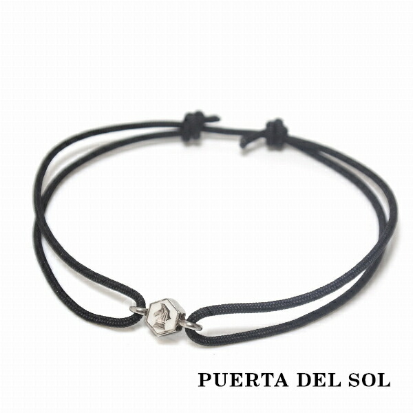 PUERTA DEL SOL ヘキサゴン ナイト ストーン リバーシブル コード ブレスレット ホワイト シルバー950 ユニセックス シルバーアクセサリー 銀 SV950