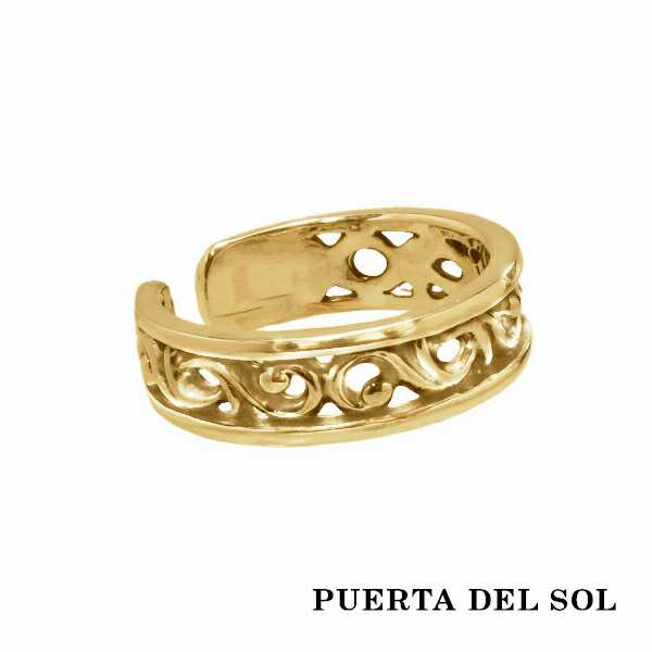 PUERTA DEL SOL スクロール 唐草模様 16mm イヤーカフ イエローゴールド K10 10金 ユニセックス ゴールドアクセサリー 人気 ブランド アの通販は