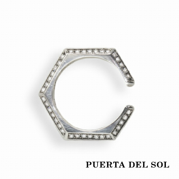 PUERTA DEL SOL シャープエッジ イヤーカフ ジルコニア シルバー950 ユニセックス シルバーアクセサリー 銀 SV950 ブリタニアシルバー 人気 ブランド