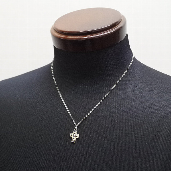 PUERTA DEL SOL スタッズクロス ネックレス(チェーン付き) シルバー950 ユニセックス シルバーアクセサリー 銀 SV950 ブリタニアシルバー_2