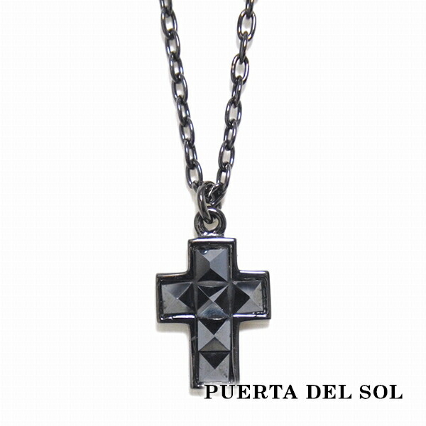 PUERTA DEL SOL ストーンスタッズ ブラック ネックレス(チェーン付き) ブラック ヘマタイト シルバー950 チタンコーティング ユニセックス