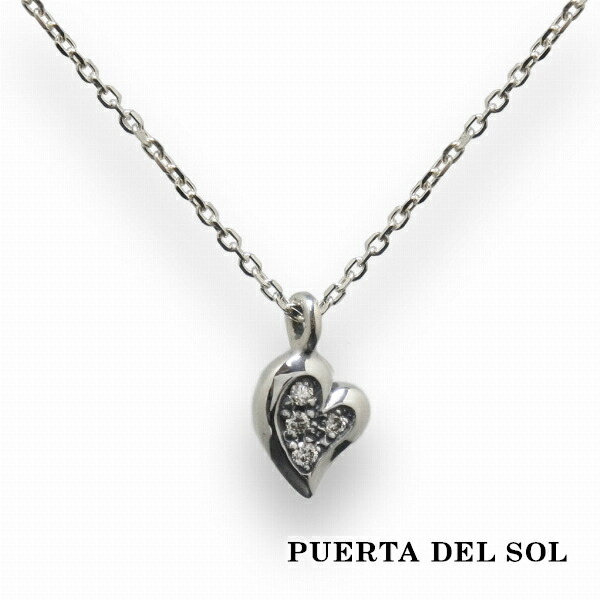 PUERTA DEL SOL トランプ ハート ネックレス(チェーン付き) シルバー950 ユニセックス シルバーアクセサリー 銀 SV950 ブリタニアシルバー