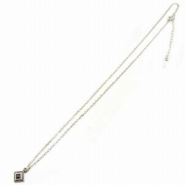 PUERTA DEL SOL スクエア スタッズ ヘマタイト ダイヤモンド ネックレス(チェーン付き) 45cm シルバー950 ユニセックス シルバーアクセサリー 銀_2