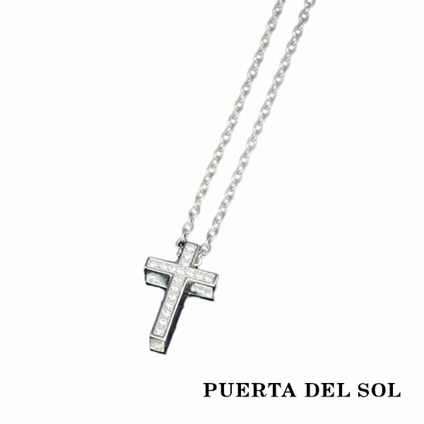 PUERTA DEL SOL Chubby 厚み クロス ネックレス(チェーン付き) シルバー950 ユニセックス シルバーアクセサリー 銀 SV950 ブリタニアシルバー