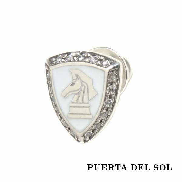 PUERTA DEL SOL Knight Emblem ストーン ナイトエンブレム ピアス ホワイト シルバー950 ユニセックス シルバーアクセサリー 銀 SV950の通販は 26,400円