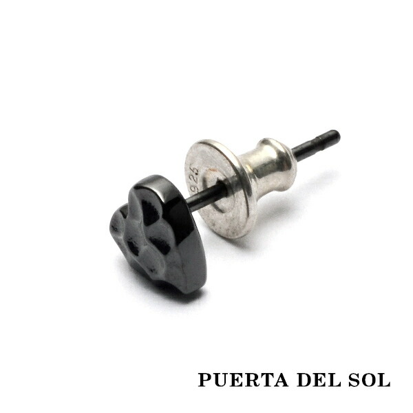 PUERTA DEL SOL 金鎚行動様式 ハート形 ピアス 黒いこと しろがね色950 チタン上塗り ユニ一発やる しろがね色付属品 銀 SV950
