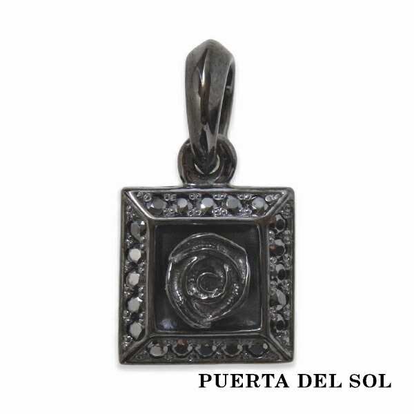 PUERTA DEL SOL Framed BlackRose ローズ ペンダント(チェーンなし) ブラック シルバー950 チタンコーティング ユニセックス シルバーアクセサリー 銀