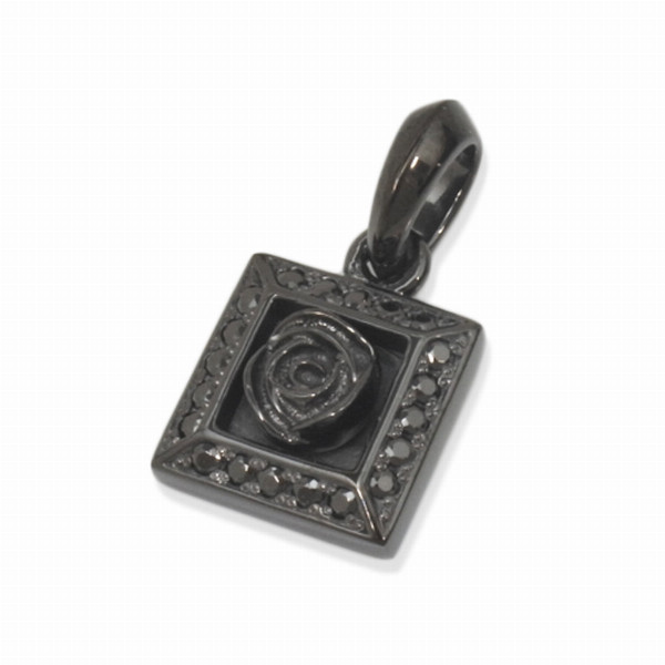 PUERTA DEL SOL Framed BlackRose ローズ ペンダント(チェーンなし) ブラック シルバー950 チタンコーティング ユニセックス シルバーアクセサリー 銀_1