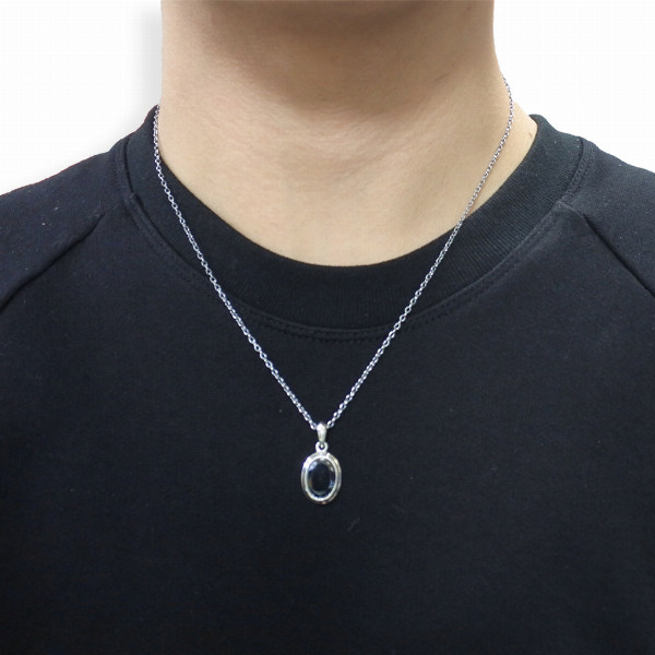PUERTA DEL SOL ヘマタイト オニキス ホワイトオニキス オーバルペンダント(チェーンなし) シルバー950 ユニセックス シルバーアクセサリー 銀 SV950_3