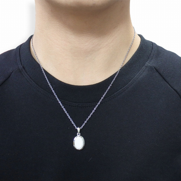 PUERTA DEL SOL ヘマタイト オニキス ホワイトオニキス オーバルペンダント(チェーンなし) シルバー950 ユニセックス シルバーアクセサリー 銀 SV950_4